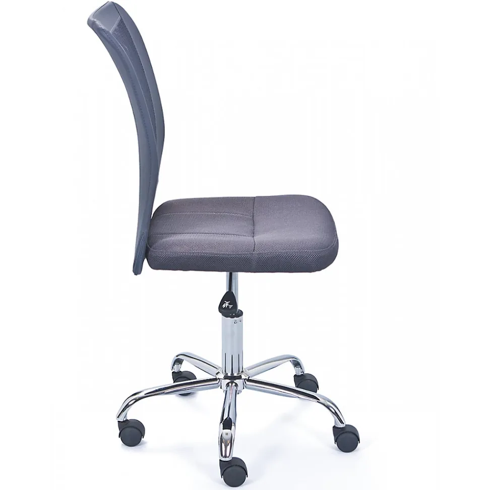 CLIDE - Chaise de Bureau Enfant Tissu Gris et Pieds Chromés