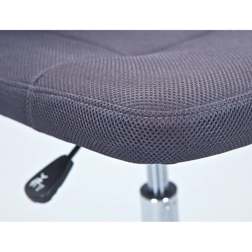 CLIDE - Chaise de Bureau Enfant Tissu Gris et Pieds Chromés