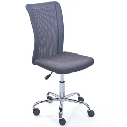 CLIDE - Chaise de Bureau Enfant Tissu Gris et Pieds Chromés