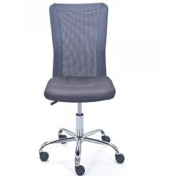 CLIDE - Chaise de Bureau Enfant Tissu Gris et Pieds Chromés