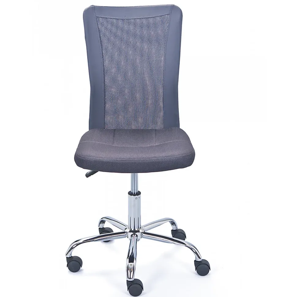 CLIDE - Chaise de Bureau Enfant Tissu Gris et Pieds Chromés