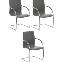 -CLP-Lot de 3 Chaises Cantilever Melina en similicuir et pied en métal-Array