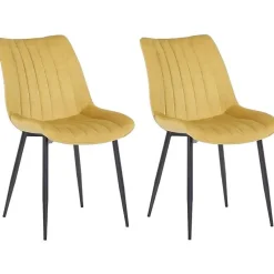 -CLP-Lot de 2 Chaises de salle à manger Rahden en Velours avec Piètement en métal noir-Array