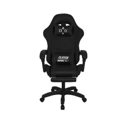 Clutch - Chaise de Gaming Ergonomique avec Coussin Lombaire, Appuie-tête et Repose-pieds en PVC Noir