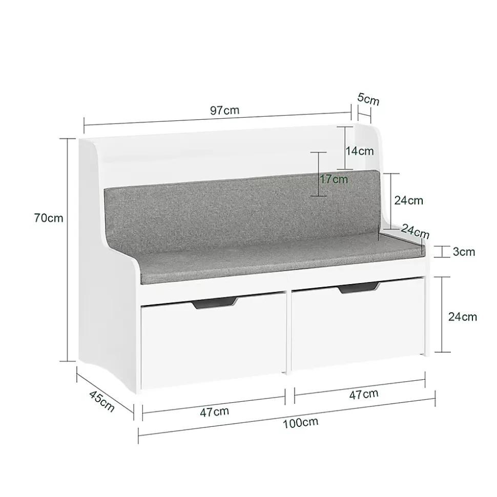Coffre à Jouets Banc de Rangement avec Bibliothèque et Coussin KMB66-W SoBuy