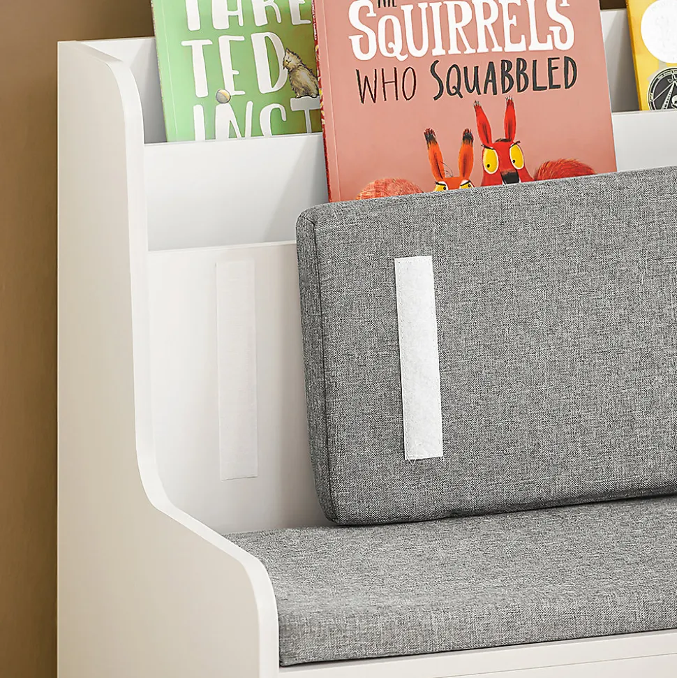 Coffre à Jouets Banc de Rangement avec Bibliothèque et Coussin KMB66-W SoBuy