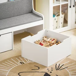 Coffre à Jouets Banc de Rangement avec Bibliothèque et Coussin KMB66-W SoBuy