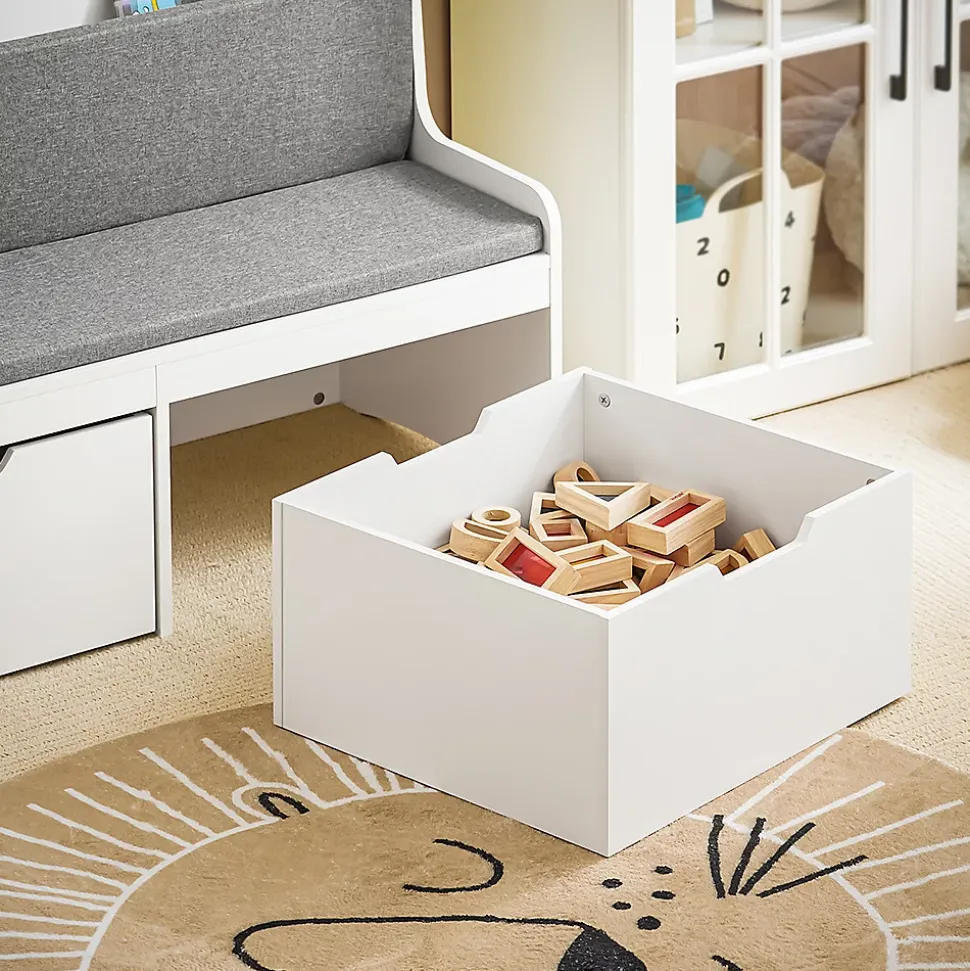 Coffre à Jouets Banc de Rangement avec Bibliothèque et Coussin KMB66-W SoBuy
