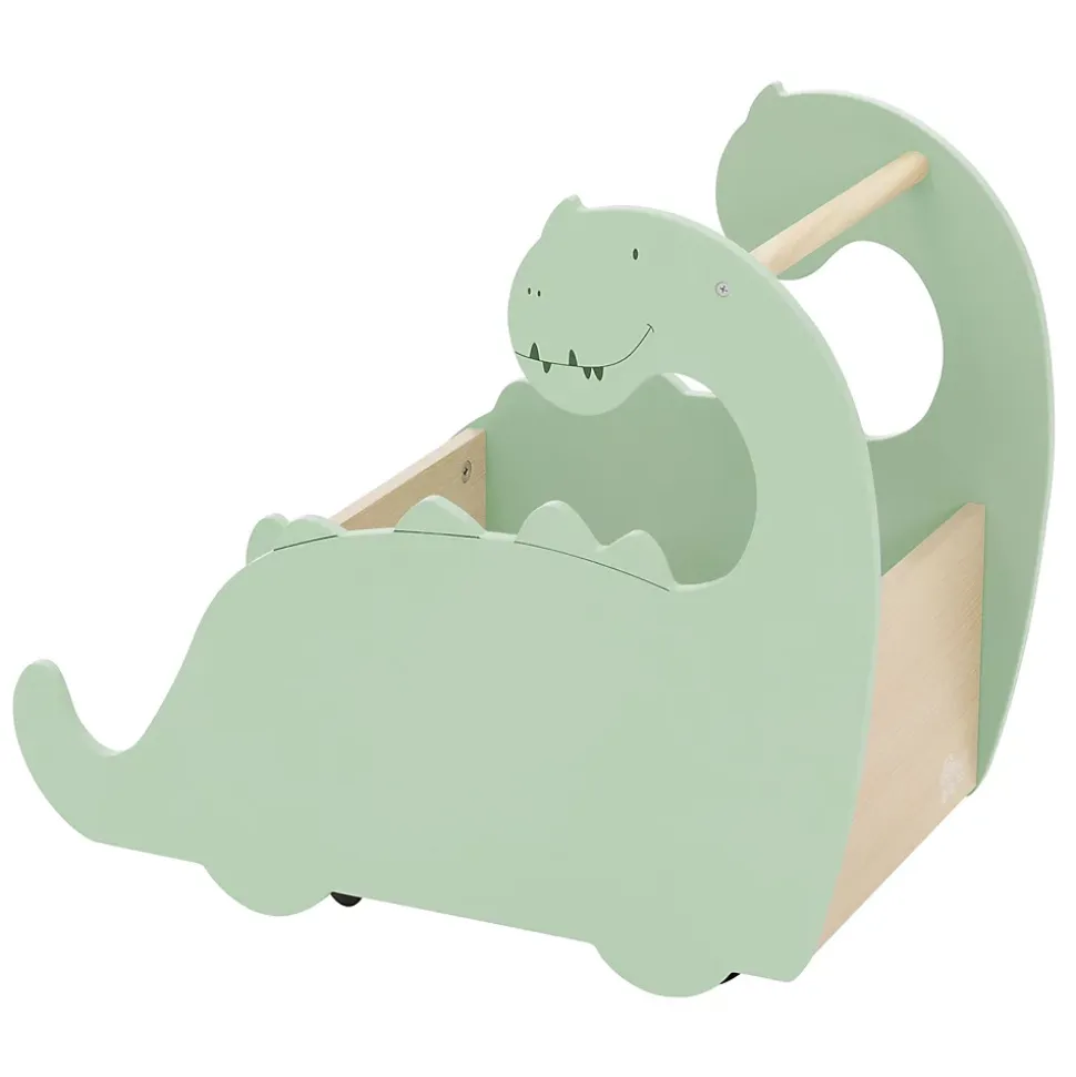 Coffre à jouets design dino bibliothèque bois à roulettes chambre d'enfant