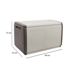 Coffre Andra, Coffre polyvalent, Coffre de rangement, Boîte de rangement, 100% Made in Italy, 96x53h57 cm, Beige et Marron