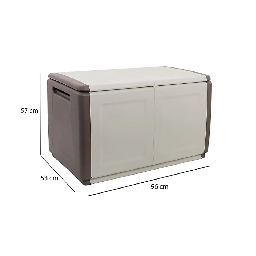 Coffre Andra, Coffre polyvalent, Coffre de rangement, Boîte de rangement, 100% Made in Italy, 96x53h57 cm, Beige et Marron