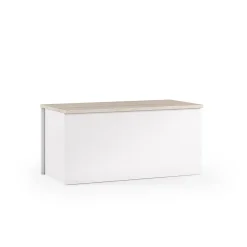 Coffre Avec Grand Compartiment De Rangement Blanc Et Chêne