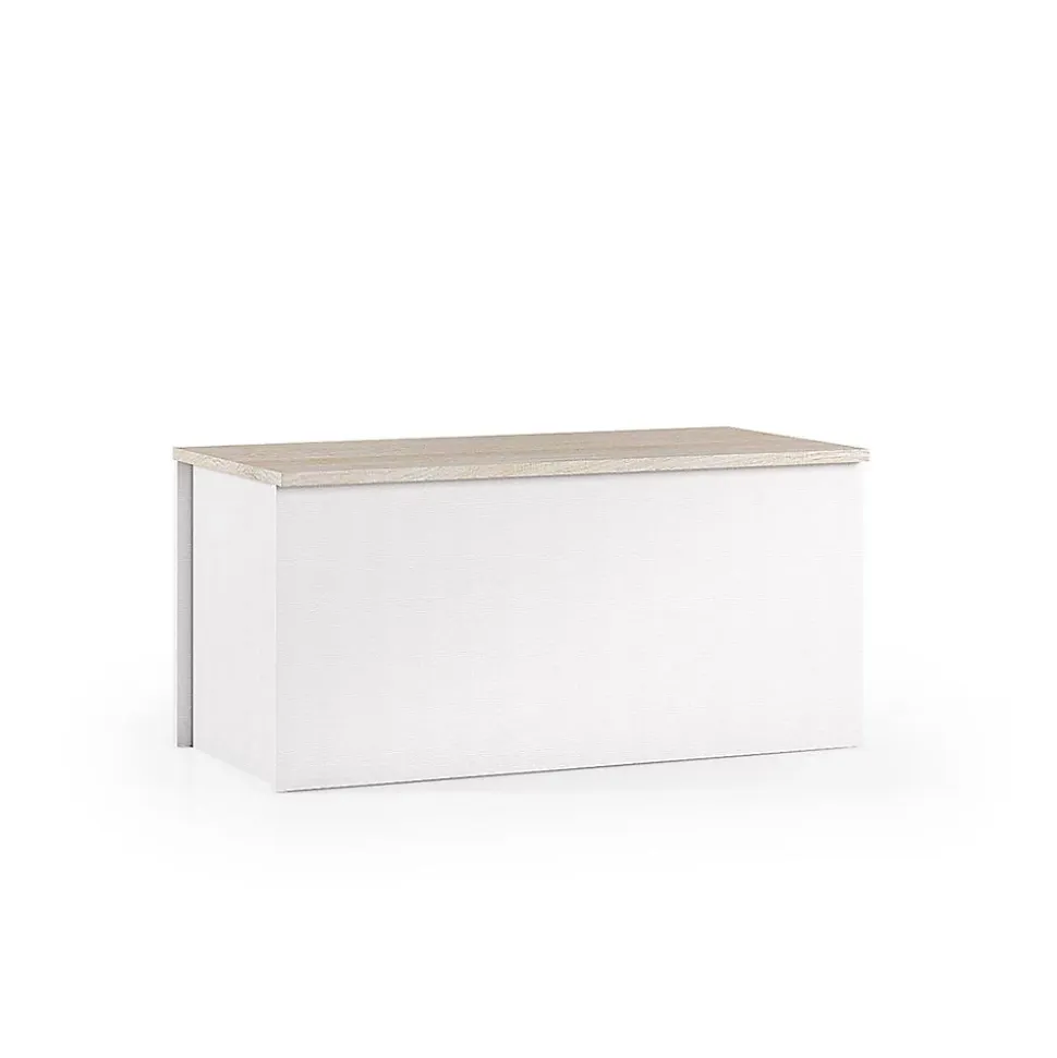 Coffre Avec Grand Compartiment De Rangement Blanc Et Chêne