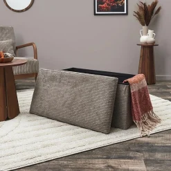 Coffre banc pliable en velours côtelé Scott