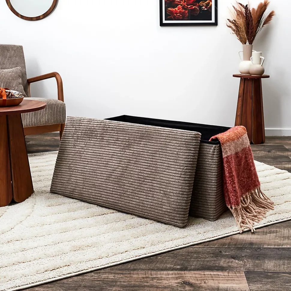Coffre banc pliable en velours côtelé Scott