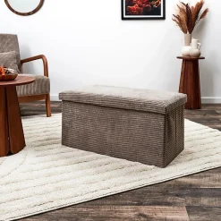 Coffre banc pliable en velours côtelé Scott