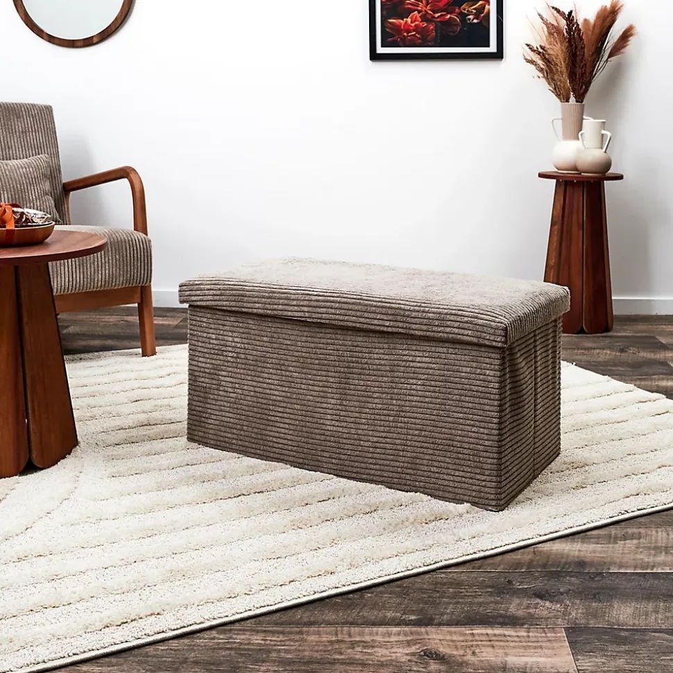 Coffre banc pliable en velours côtelé Scott