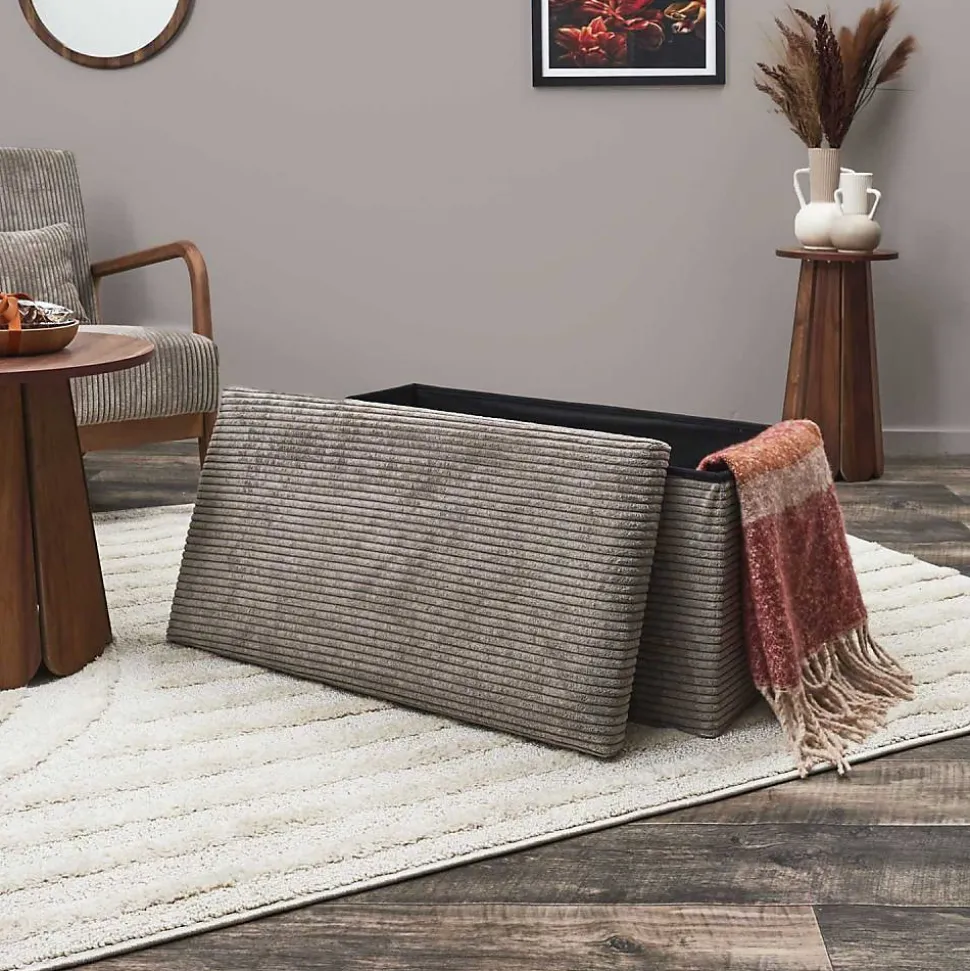 Coffre banc pliable en velours côtelé Scott