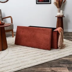 Coffre banc pliable en velours côtelé Scott