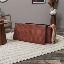 Coffre banc pliable en velours côtelé Scott