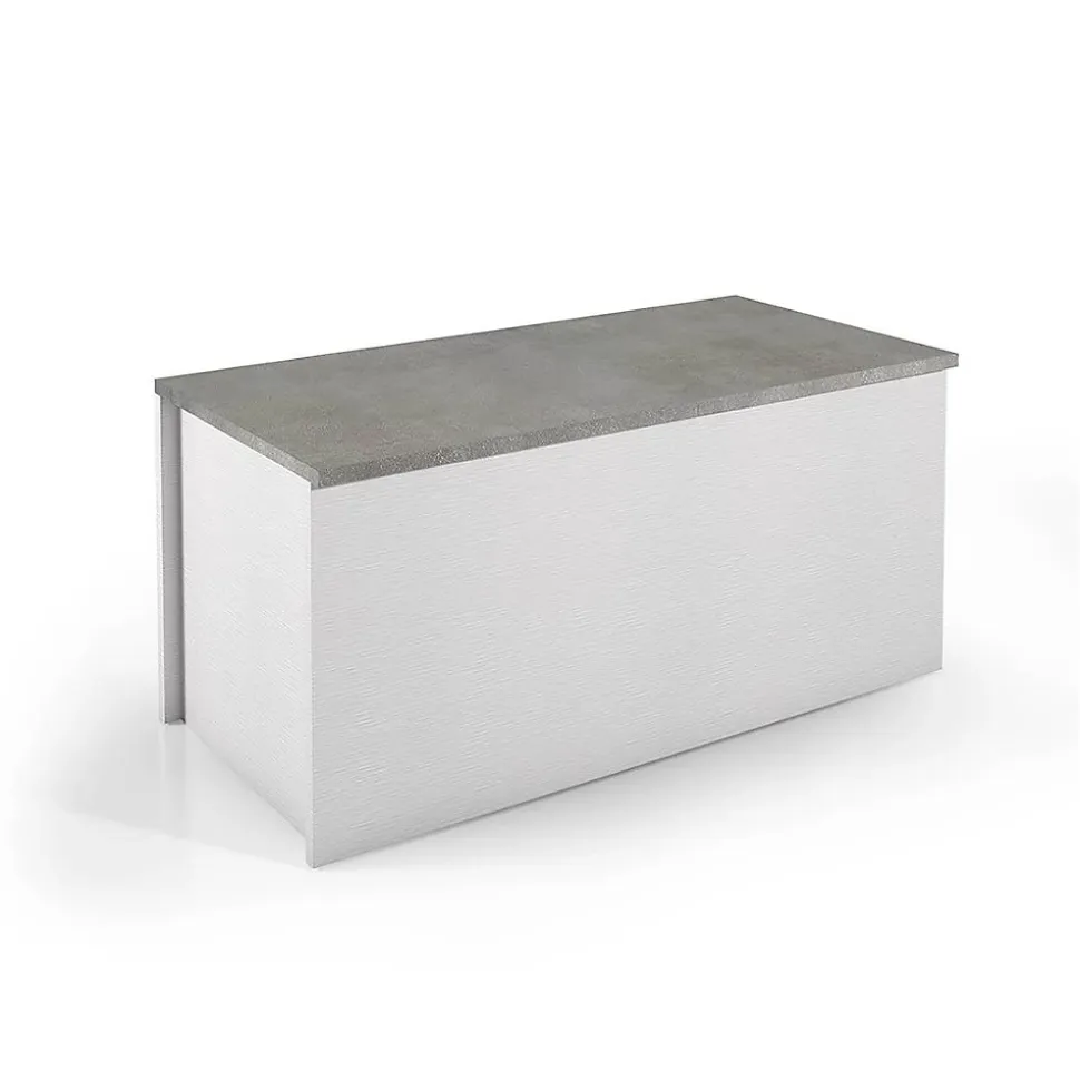 Coffre Blanc Avec Siège À Effet Béton Et Compartiment De Rangement
