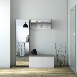 Coffre Blanc Avec Siège À Effet Béton Et Compartiment De Rangement