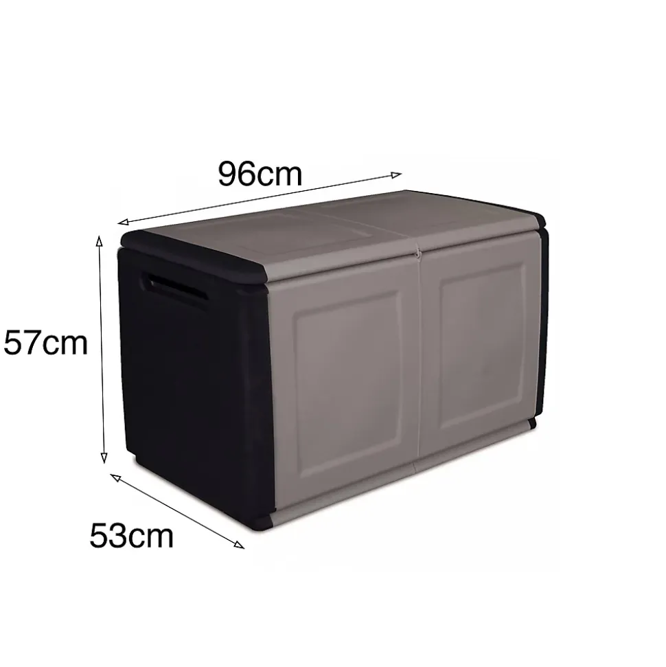 Coffre Brakel, Coffre polyvalent, Coffre de rangement, Boîte de rangement, 100% Made in Italy, 96x53h57 cm, Gris clair et noir