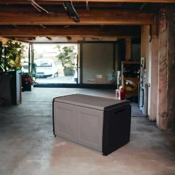Coffre Brakel, Coffre polyvalent, Coffre de rangement, Boîte de rangement, 100% Made in Italy, 96x53h57 cm, Gris clair et noir
