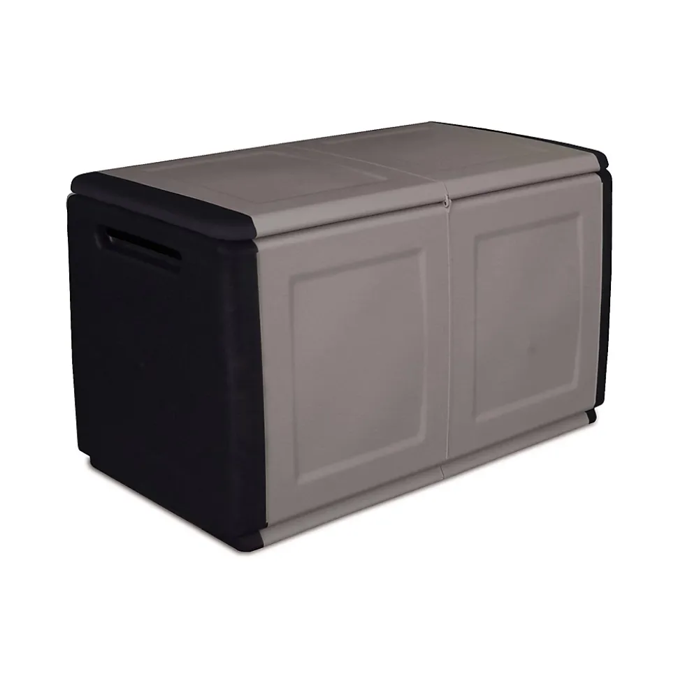 Coffre Brakel, Coffre polyvalent, Coffre de rangement, Boîte de rangement, 100% Made in Italy, 96x53h57 cm, Gris clair et noir