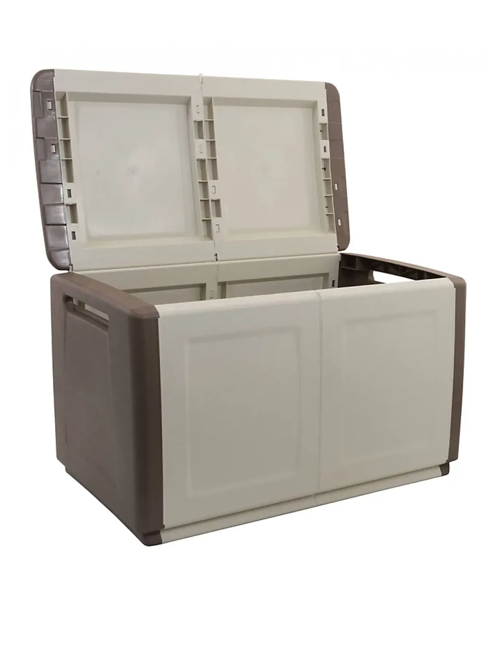 Coffre Brakel, Coffre polyvalent, Coffre de rangement, Boîte de rangement, 100% Made in Italy, 96x53h57 cm, Beige et Marron
