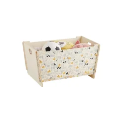 Coffre de rangement en bois naturel et motif ourson 69,5 x 40 x 35 cm