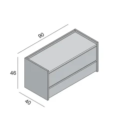 Coffre De Rangement En Chêne Avec Façade Et Tiroir Blancs