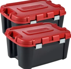Coffre de rangement en plastique noir et rouge Curver Totem 140 l vendu par 2