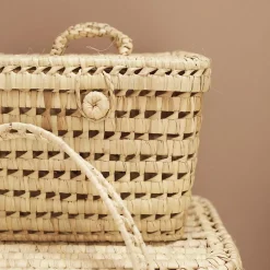 Coffre de rangement feuille de palmier (25x20x25 cm - Naturel)