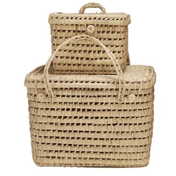 Coffre de rangement feuille de palmier (45x30x30 cm - Naturel)