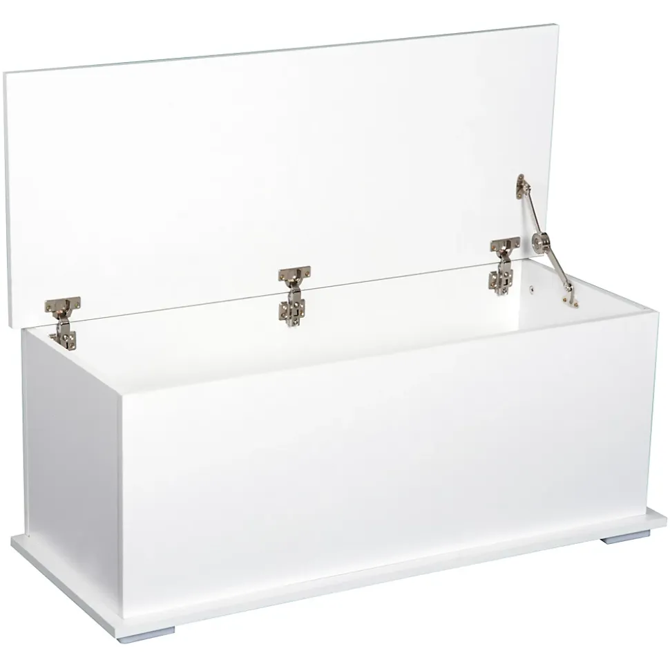 Coffre malle de rangement coffre à jouets dim. 100L x 40l x 40H cm panneaux particules blanc
