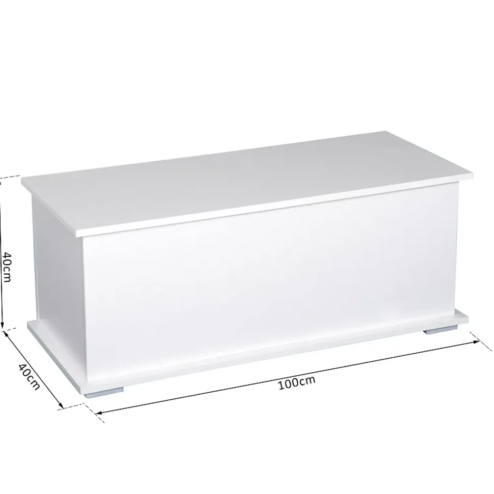 Coffre malle de rangement coffre à jouets dim. 100L x 40l x 40H cm panneaux particules blanc