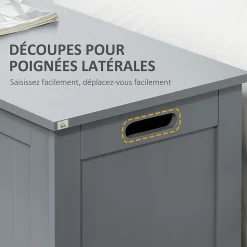 Coffre malle de rangement 81L x 40l x 46H cm MDF gris
