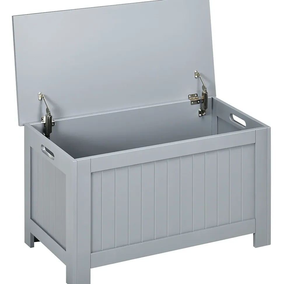 Coffre malle de rangement 81L x 40l x 46H cm MDF gris
