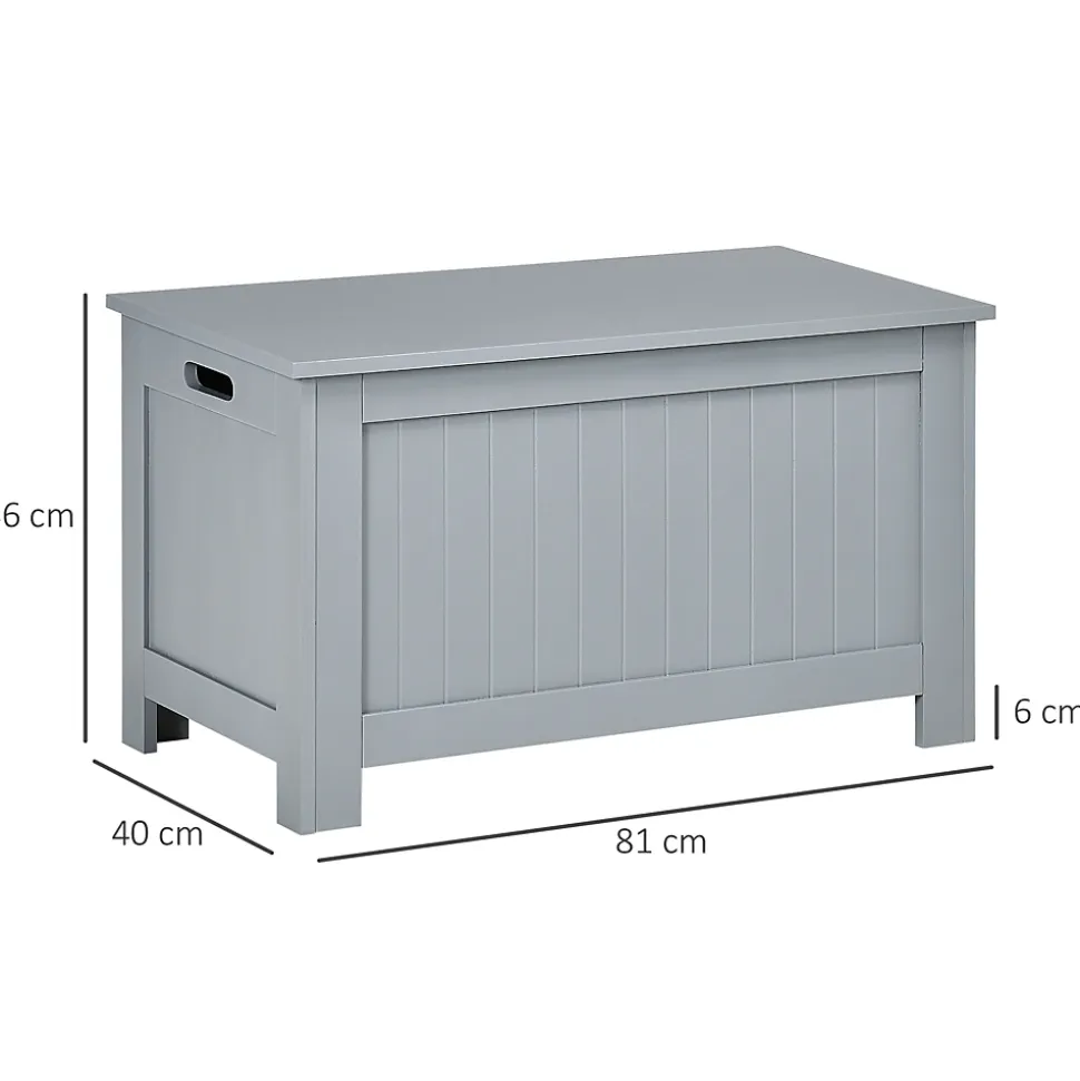 Coffre malle de rangement 81L x 40l x 46H cm MDF gris