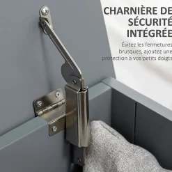 Coffre malle de rangement 81L x 40l x 46H cm MDF gris