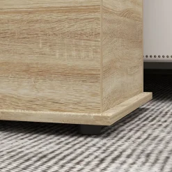 Coffre malle de rangement coffre à jouets dim. 100L x 40l x 40H cm panneaux particules bois chêne