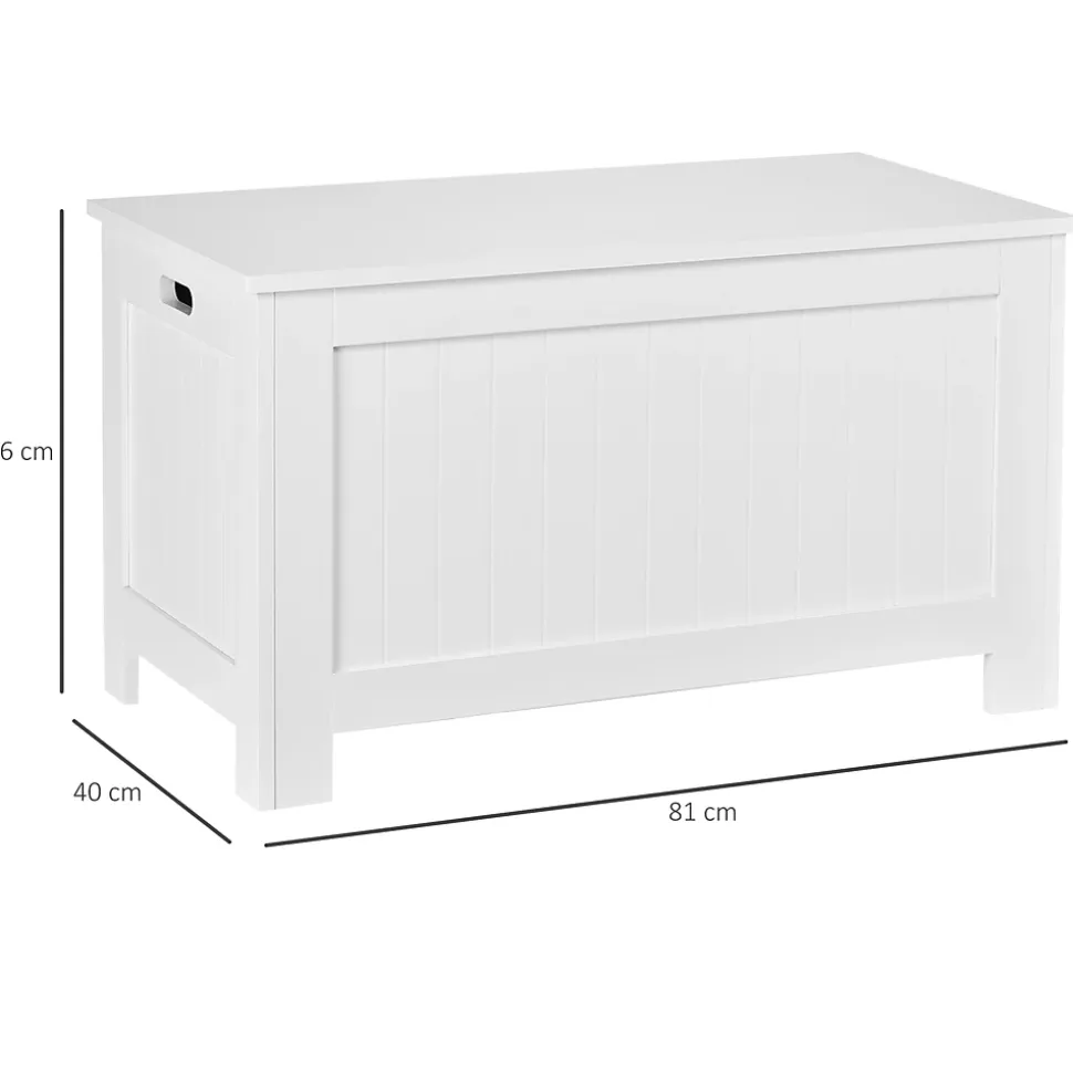 Coffre malle de rangement 81L x 40l x 46H cm MDF blanc