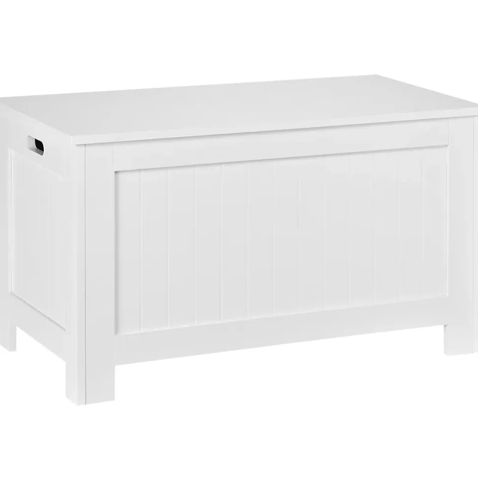 Coffre malle de rangement 81L x 40l x 46H cm MDF blanc