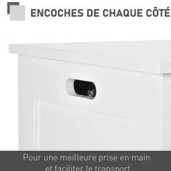 Coffre malle de rangement 81L x 40l x 46H cm MDF blanc