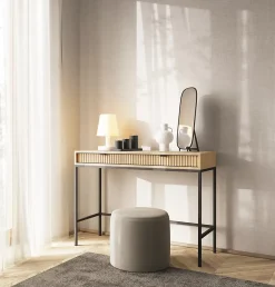 Coiffeuse : 2 tiroirs, chêne Vincenza, 104 x 78 x 50 cm, poignées Noires