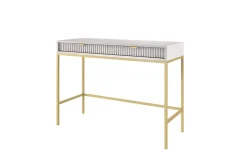 Coiffeuse : 2 tiroirs, gris, or, 104 x 78 x 50 cm