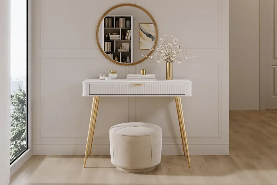 Coiffeuse : Blanc, 100 x 38 x 78 cm