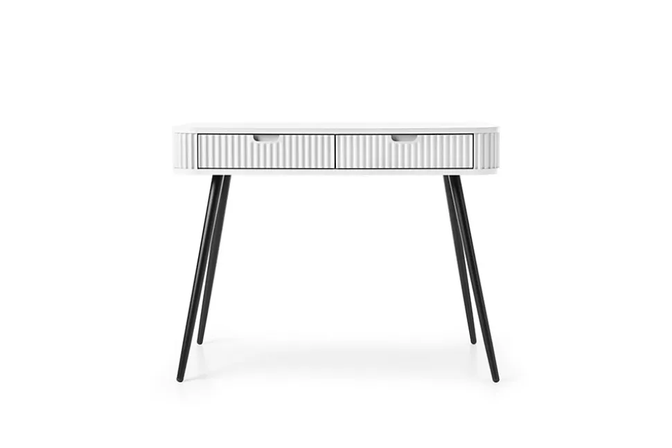 Coiffeuse : blanc, pieds noir, 103 x 80 x 49 cm