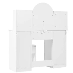 Coiffeuse 120 cm avec miroir lumineux à éclairage led 3 couleurs, 9 tiroirs et grands rangements, style moderne blanc élégant